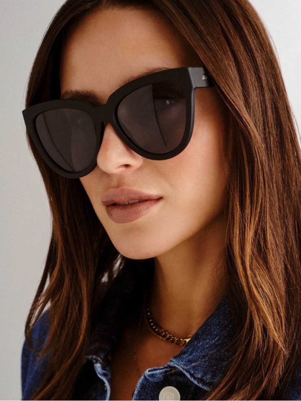 Le Specs Black Cat-Eye Sunglasses with Dark Lenses